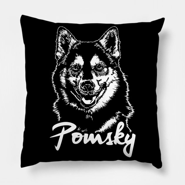 Funny Proud Pomsky dog portrait gift Pillow by wilsigns