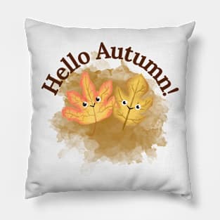 Hello Autumn, Cute Happy Leaves Pillow