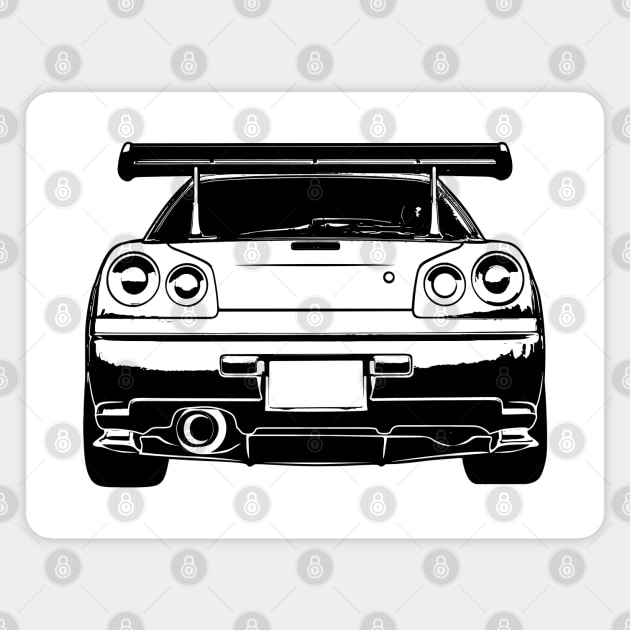 Skyline GTR R34 Back View Sketch Art - Nissan - Magnet | TeePublic