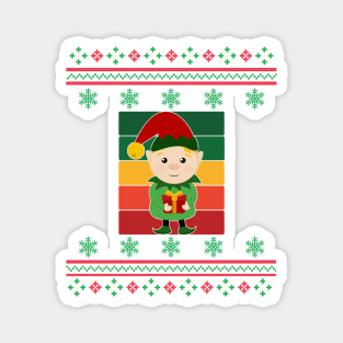 Elf Faux Ugly Christmas Sweater Funny Holiday Design Magnet