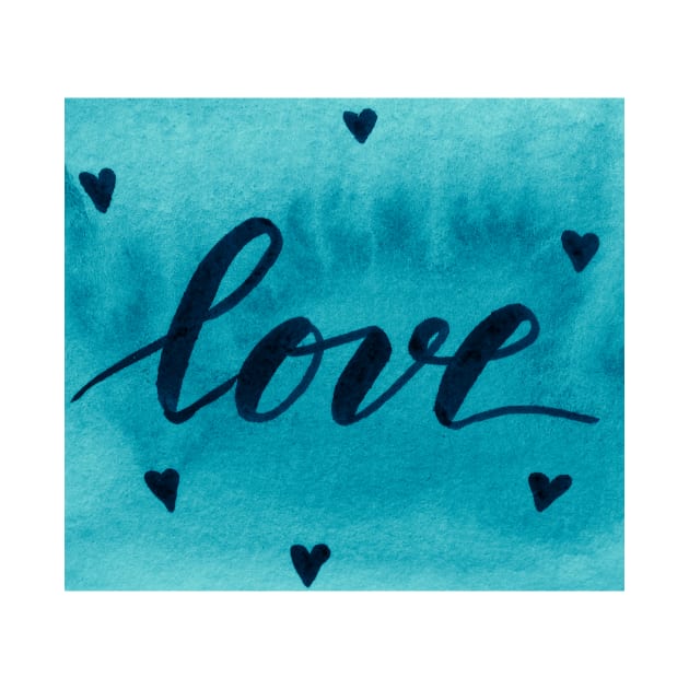 Valentine's Day Watercolor Love – teal by wackapacka