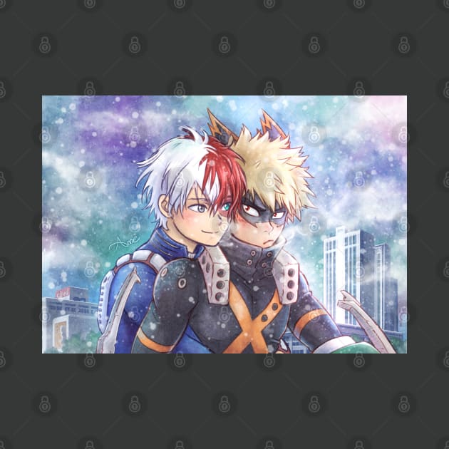 Todoroki x Bakugou Winter by AmeNocturna