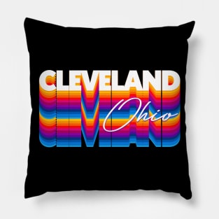 Cleveland Ohio // Retro Typography Design Pillow