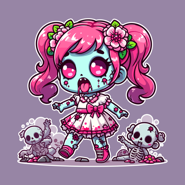 Spooky Zombie Girl Kawaii by DesignDinamique