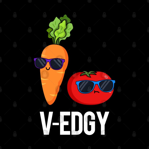 V-Edgy Cute Veggie Pun features a cool carrot and tomato looking edgy in their sunglasses by punnybone