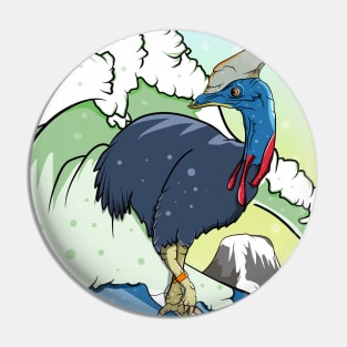 Cassowary Bird on a Surfboard Pin