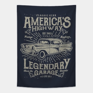 America's Highway Classic Car Design Tapestry