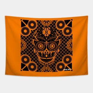 orange picnic in skeleton pattern ecopop Tapestry