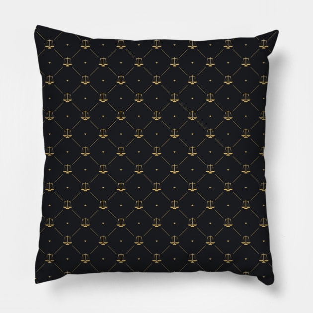 Lux Faux Gold Scales Of Justice in Cross-Hatch Diamonds on Repeat Pillow by podartist