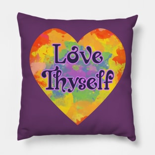 Love Thyself Tie Dye Heart Self Care Pillow