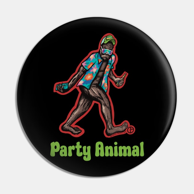Party Animal Bigfoot Pin by Art from the Blue Room