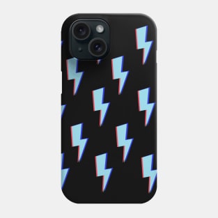 Glitchy Lightning- Blue on Black Phone Case