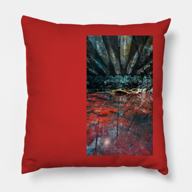architectural wetland collage art in vintage map ecopop Pillow by jorge_lebeau