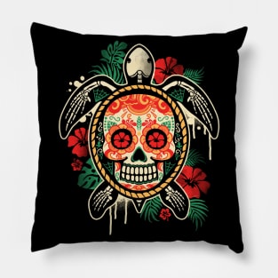 Calavera tropical sea turtle Pillow