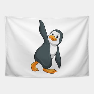 Penguin at Yoga Stretching exercise Tapestry