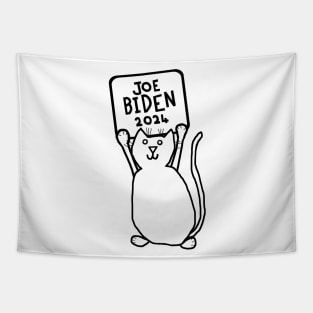 Cute Cat and Joe Biden 2024 Sign Tapestry