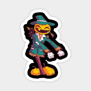 Halloween Scarecrows Pumpkin Floss Dance Magnet