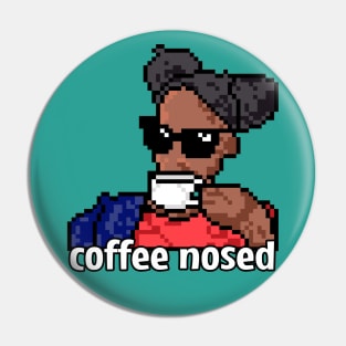 Pixel Art Coffee-Nosed Queen Attitude Design - Playful Style Pin