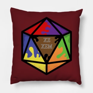 Rainbow Pronoun Pride D20 Xe/Xem Pillow