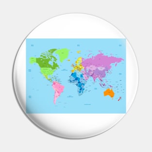 Bright World map listing capital cities Pin