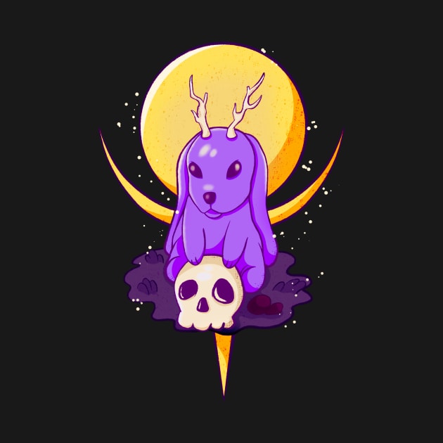 Creepy Rabbit With Antlers Occult Goth by Foxxy Merch