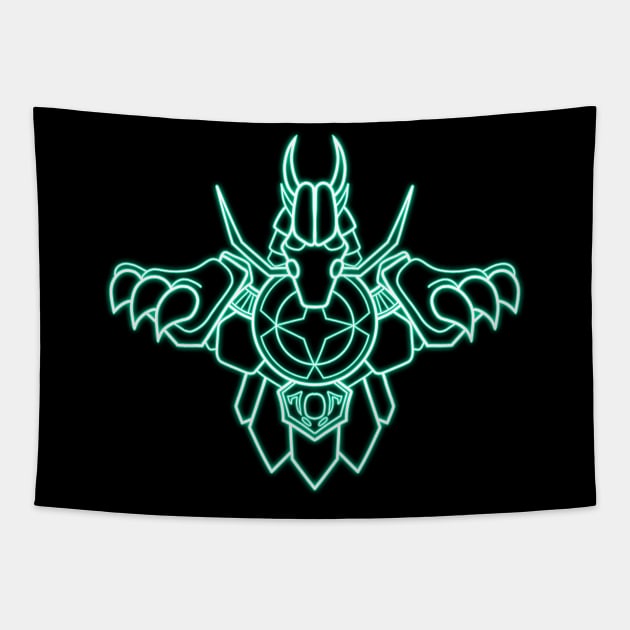 Neon Dragon Tapestry by Andromedeus