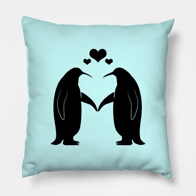 Penguins in Love Pillow by PenguinCornerStore