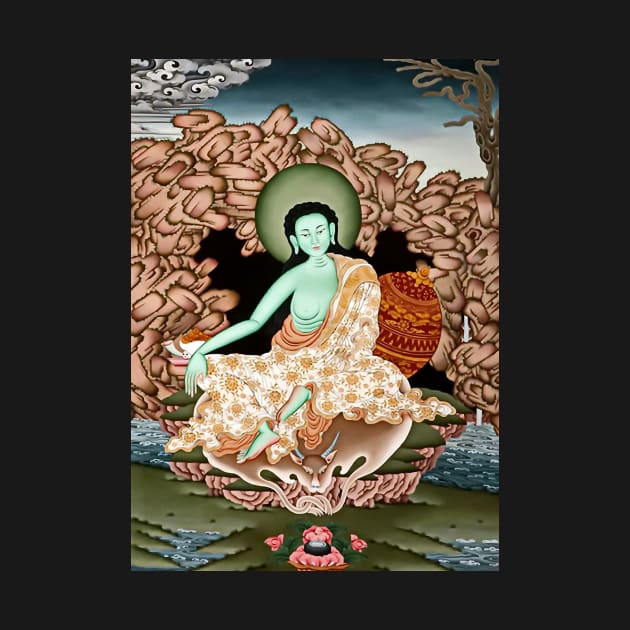 Green Tara Tibetan Buddhist Deity of Compassion by TammyWinandArt