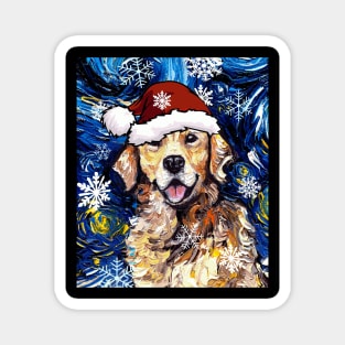 Golden Retriever Santa Magnet