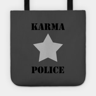 Karma Police, black text Tote