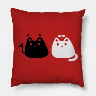 Cute black Devil and white Angel cats Pillow