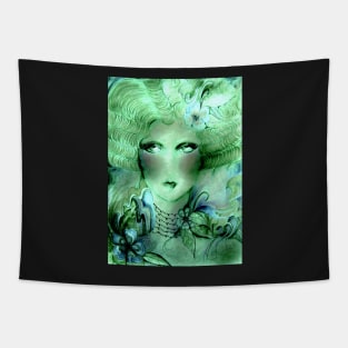 GREEN ART DECO DOLLY WOODLAND FAIRY Tapestry