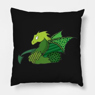 Green stylized dragon Pillow