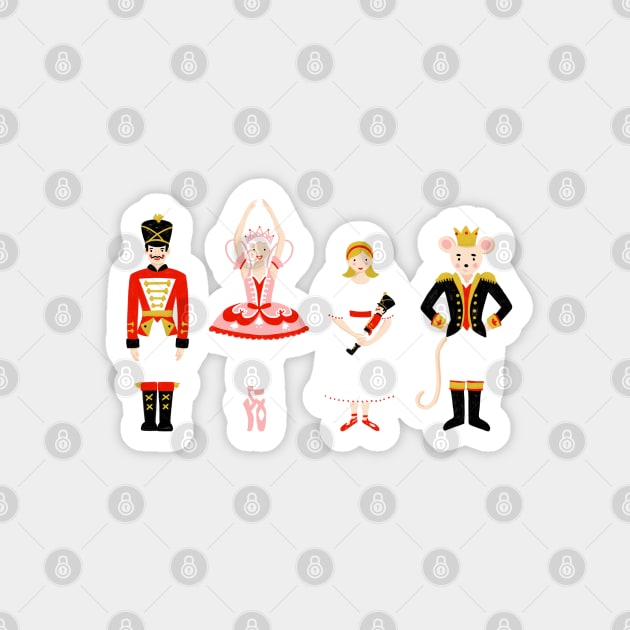 The Christmas Nutcracker Ballet Characters Magnet by BexMorleyArt