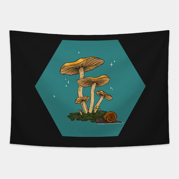 Mushrooms & Snail Tapestry by Tovi-98