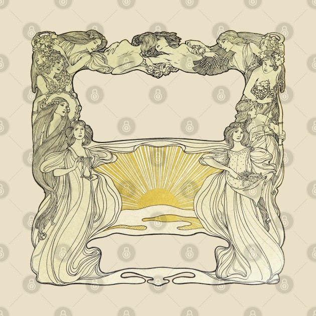 Art Nouveau border with sunrise by UndiscoveredWonders