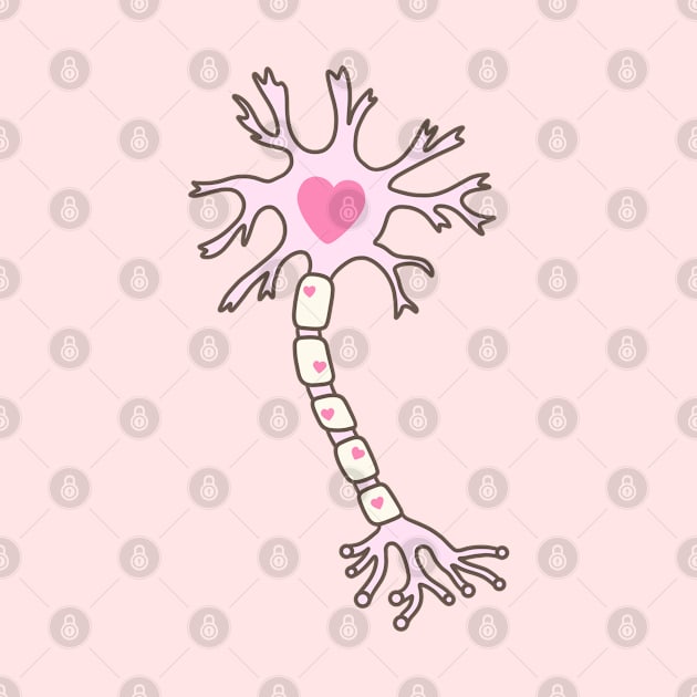 Neuron Heart Pink Brown by Sofia Sava