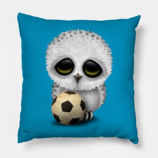 Cute Baby Owl With Football Soccer Ball Pillow