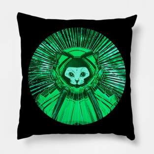 SpaceCats (Green - round) Pillow