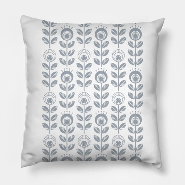 SCANDI GARDEN 01-3, silver grey on white Pillow by Slanapotam