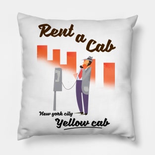 New York Rent a cab vintage poster Pillow