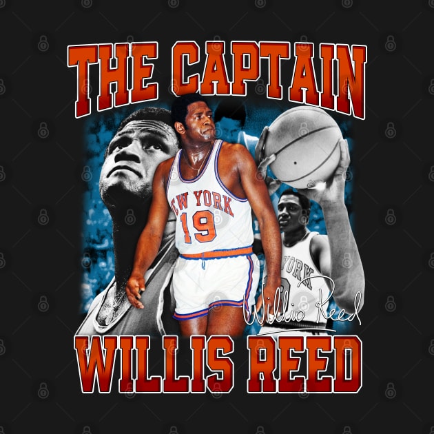 Willis Reed The Captain Basketball Legend Signature Vintage Retro 80s 90s Bootleg Rap Style by CarDE