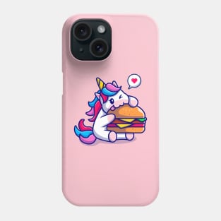 Cute Unicorn Eating Burger Cartoon Phone Case