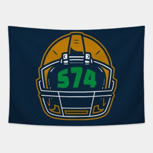 Retro Football Helmet 574 Area Code South Bend Indiana Football Tapestry