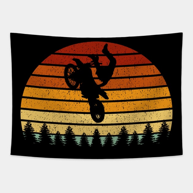 Vintage Sunset Motocross Gift For Bikers and Motocross Racers Tapestry by OceanRadar