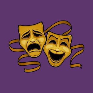 Gold Comedy And Tragedy Theater Masks T-Shirt