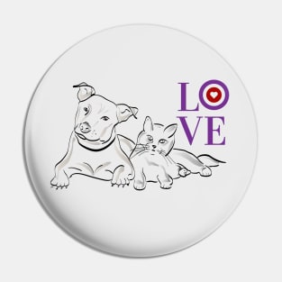 LOVE Cat and Dog Pin