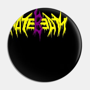 Nate Beaty Death Metal Logo Yellow and Purple Pin