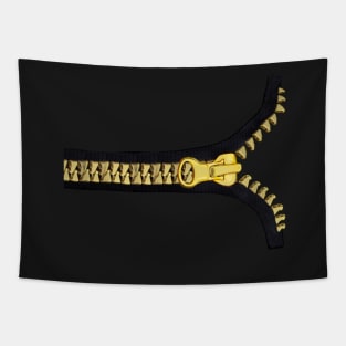 Black with gold zipper Tapestry