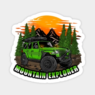 Mountain Explorer Yellow Jeep Wrangler Rubicon Magnet